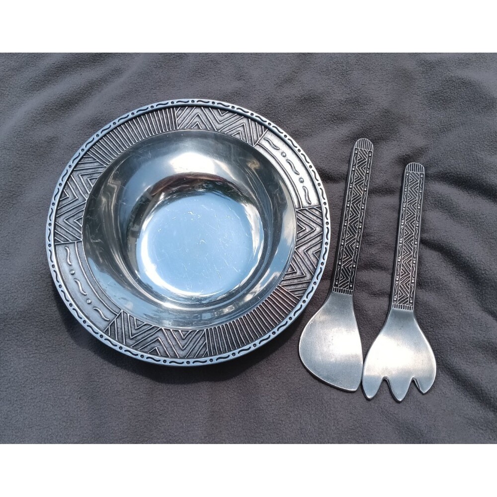 VINTAGE Wilton Armetale 2004 LARGE 14.75" Reggae Salad Bowl 3-Piece Set